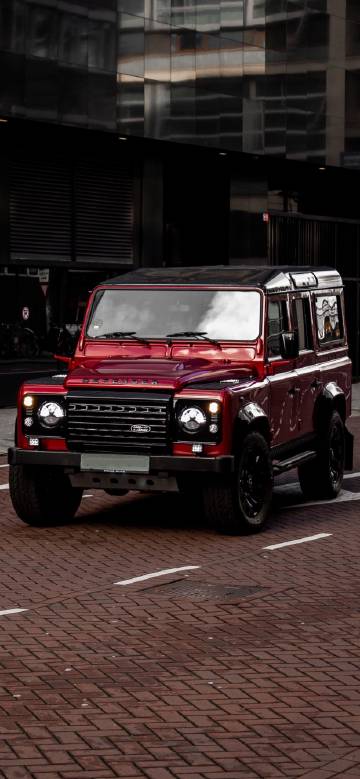 Land rover defender in the city