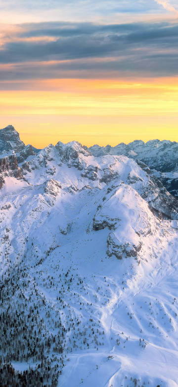 Magnificent view of snow-capped mountains at dusk
