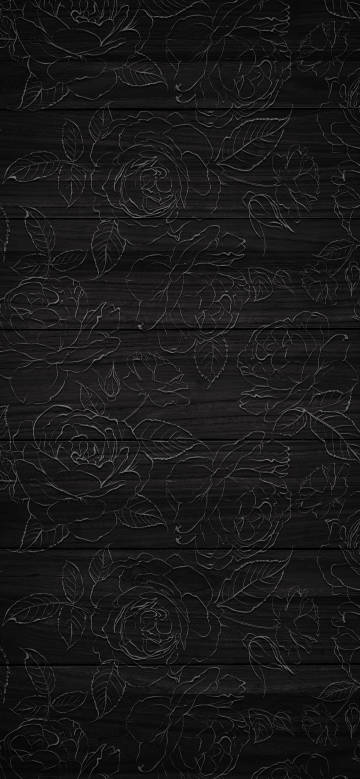 Rose line art on black wood