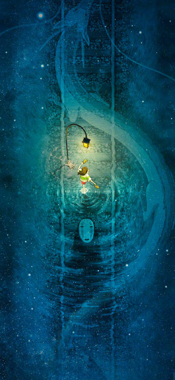 Mysterious railway journey in "Spirited Away"