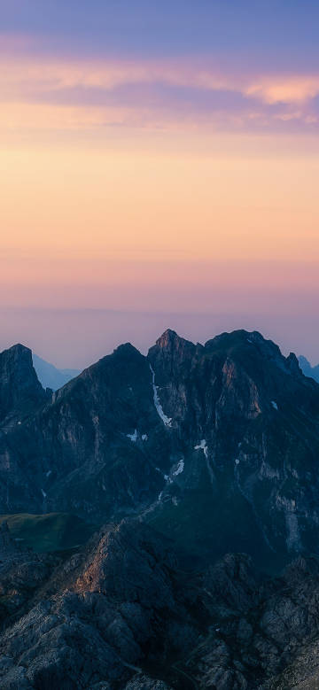 Beautiful view of the majestic peaks at dusk