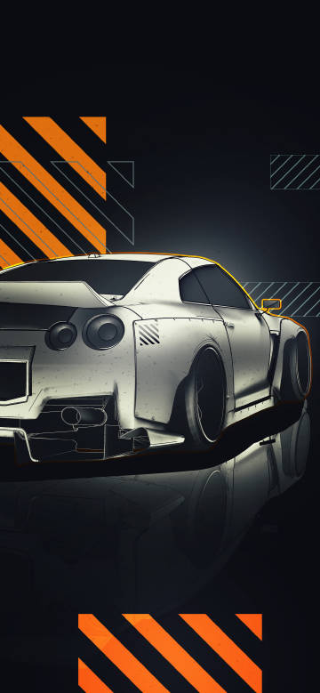 Cool sports car against geometric background