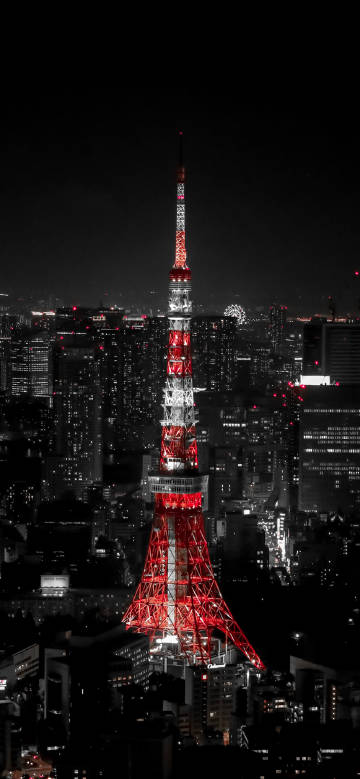 Tokyo Tower illuminated at night