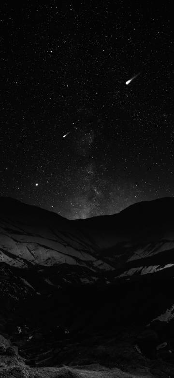 Meteors in the deep night sky