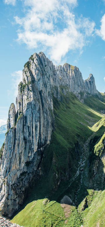 Majestic mountain scenery under clear sky