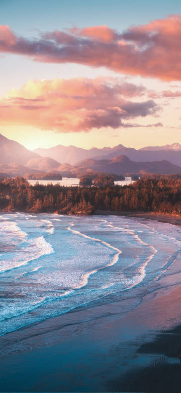Dreamy seaside scenery at sunset