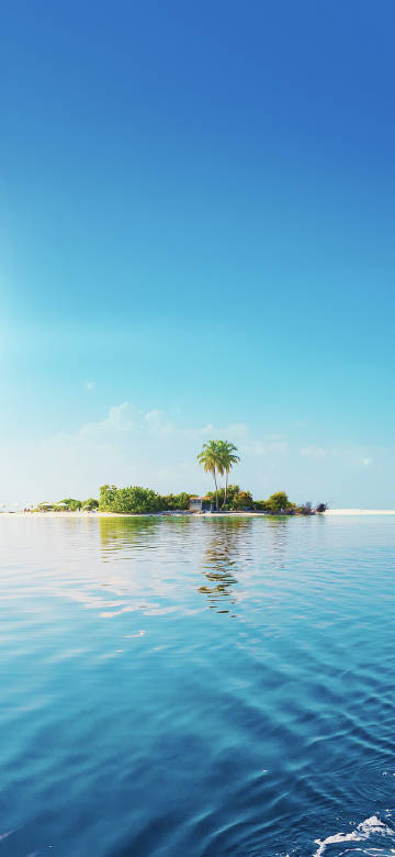 Beautiful scenery of tropical island under blue sky