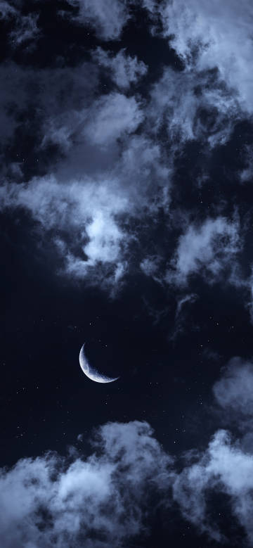 Starry night sky with moon