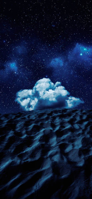 Starry sky, cloud and sand ground