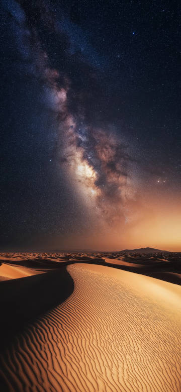 Desert scenery under the starry sky
