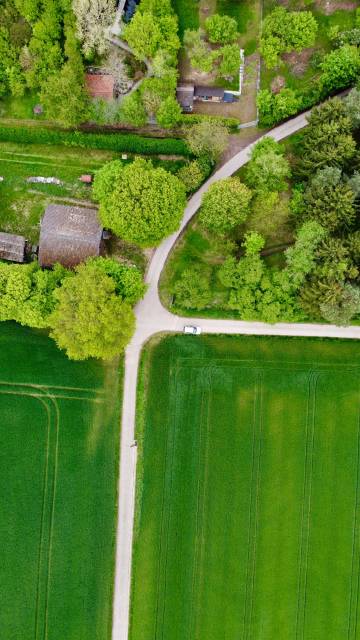 Overlooked country roads and fields