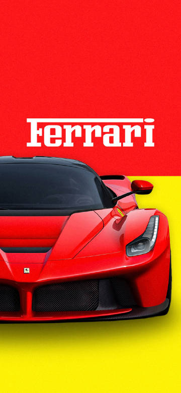 Ferrari sports car against red and yellow background