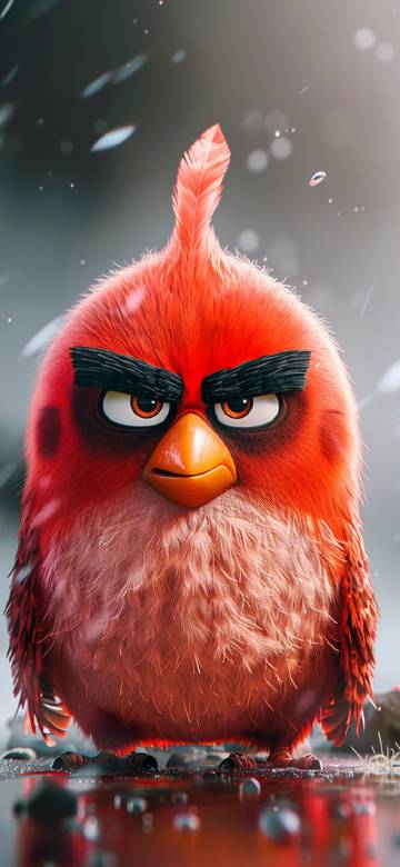 Close-Up of an angry bird in the rain