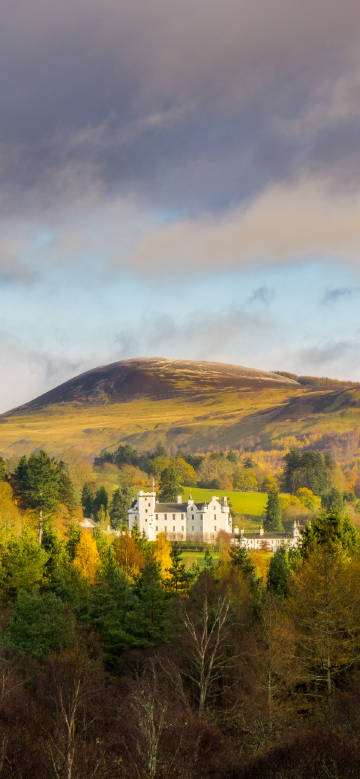 White house in the beautiful mountain landscape