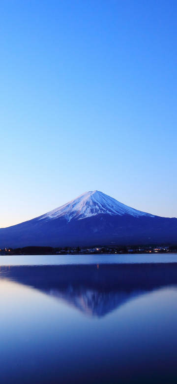 Mount fuji and lake scenery under the blue sky