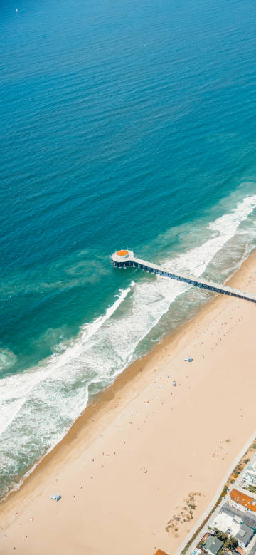 Aerial view of the beautiful beach and pier
