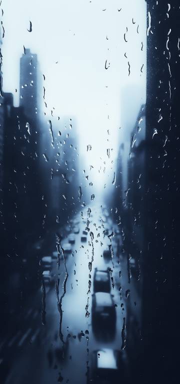Raindrops on the glass, looking at the city outside