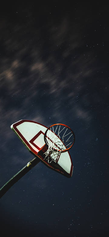 Basketball hoop under the starry sky 4k phone wallpaper