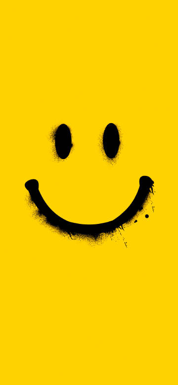Unique smiley face on yellow background