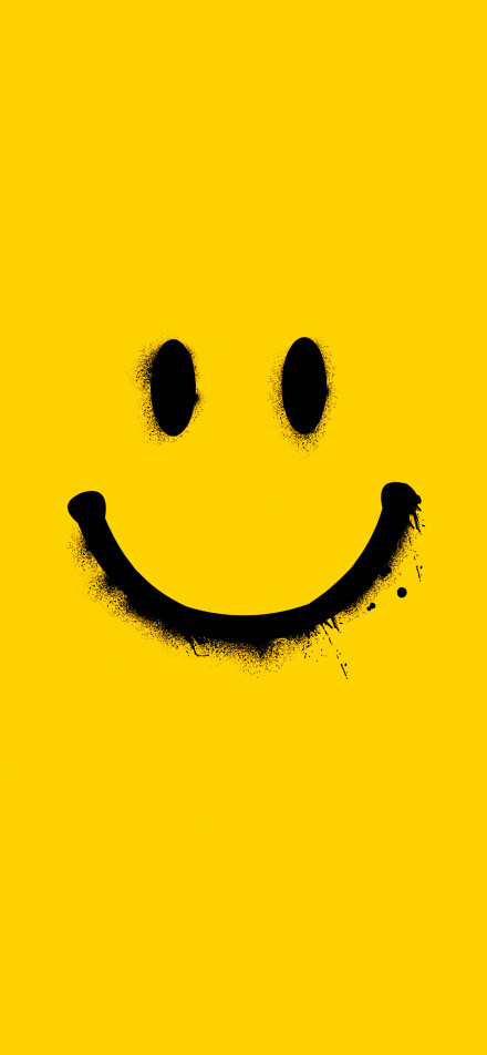 Unique smiley face on yellow background