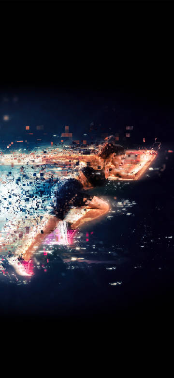 Dynamic running moment with flashing effects