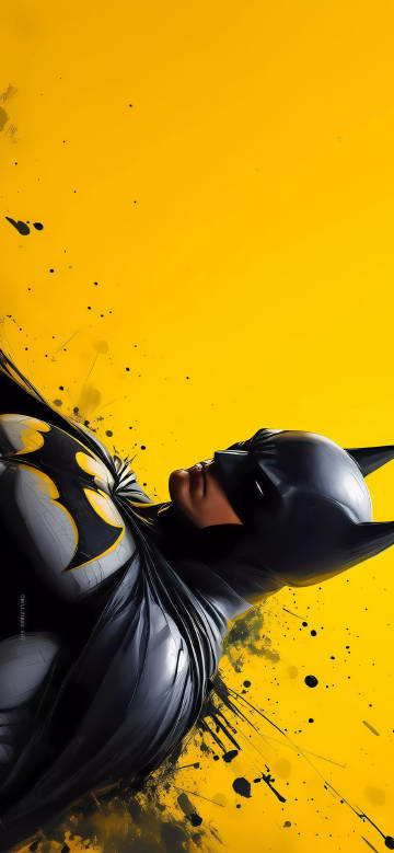 Batman hero on yellow background