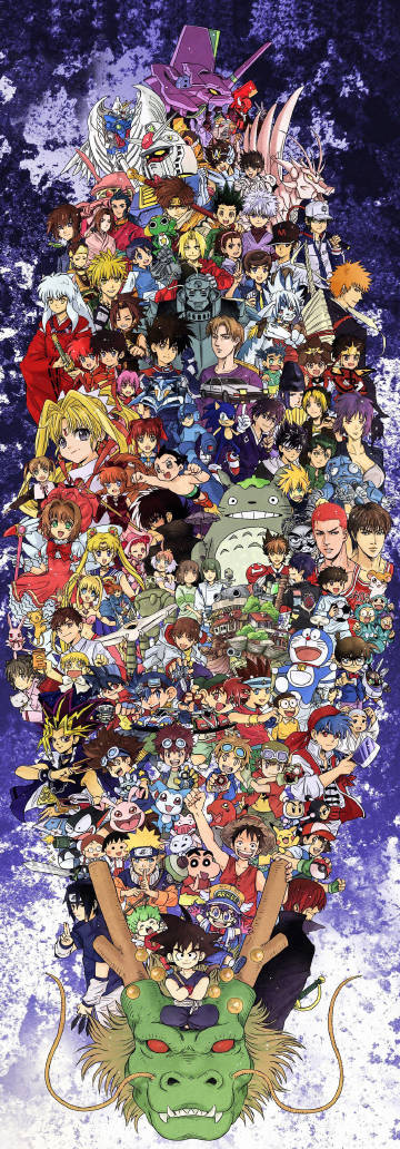 Classic anime characters 4k phone wallpaper