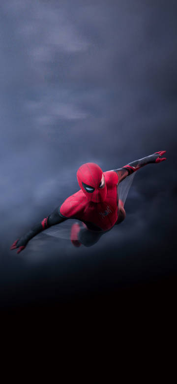 Spiderman flying in the air