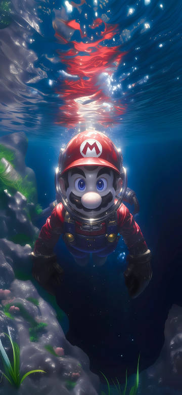 Mario's underwater adventure 4k phone wallpaper