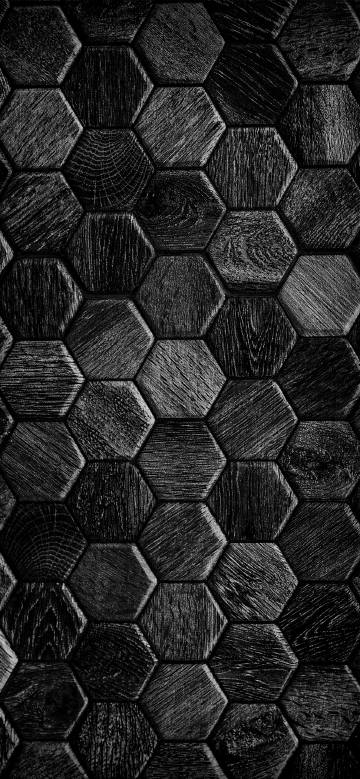 Black hexagonal wood grain pattern