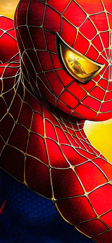 Close-up of spider-man’s classic suit