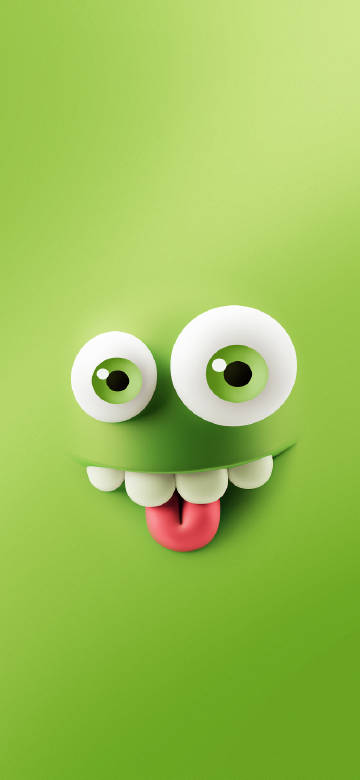 Cute tongue out emoji on green background