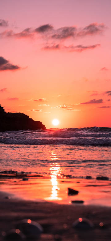 Romantic sunset by the sea