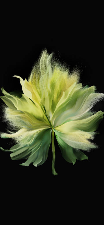 Green dream flower against a black background