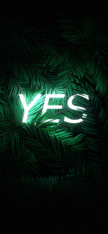 YES among green leaves phone wallpaper