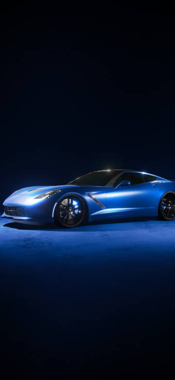 Super cool blue sports car Chevrolet Corvette