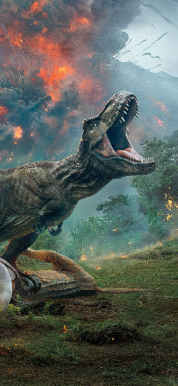 Jurassic World:Roaring dinosaur by volcano