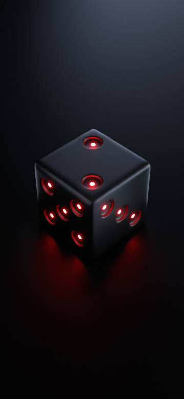Glowing dice on dark background
