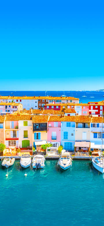 Beautiful seaside town under the blue sky