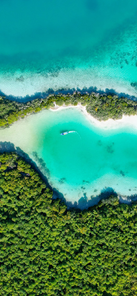 Overlooking clear turquoise sea