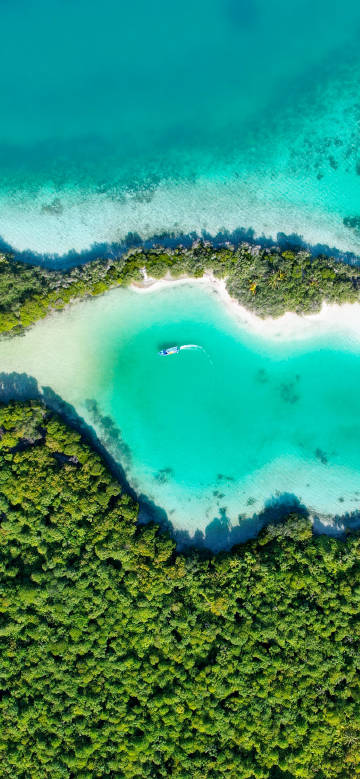 Overlooking clear turquoise sea