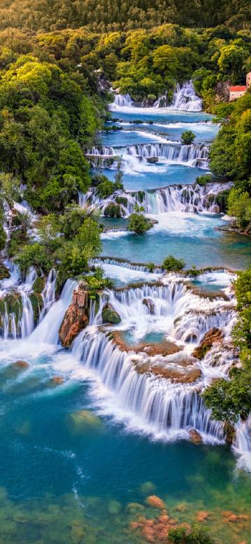 Stunning waterfall in croatia phone wallpaper