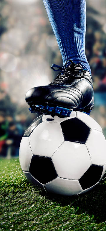 Soccer moment on the green field