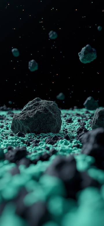 Stones suspended in the starry sky