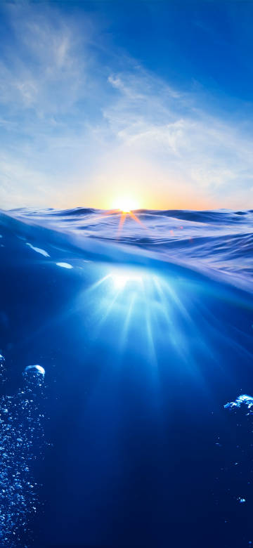 Sunlight on clear blue water