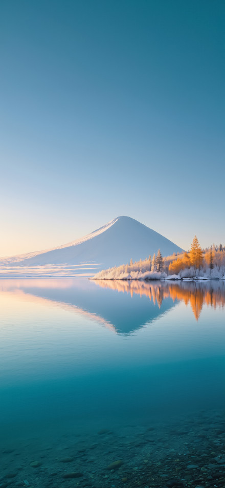 Peaceful Winter Landscape with Mount Fuji Reflection 4K UHD Wallpaper
