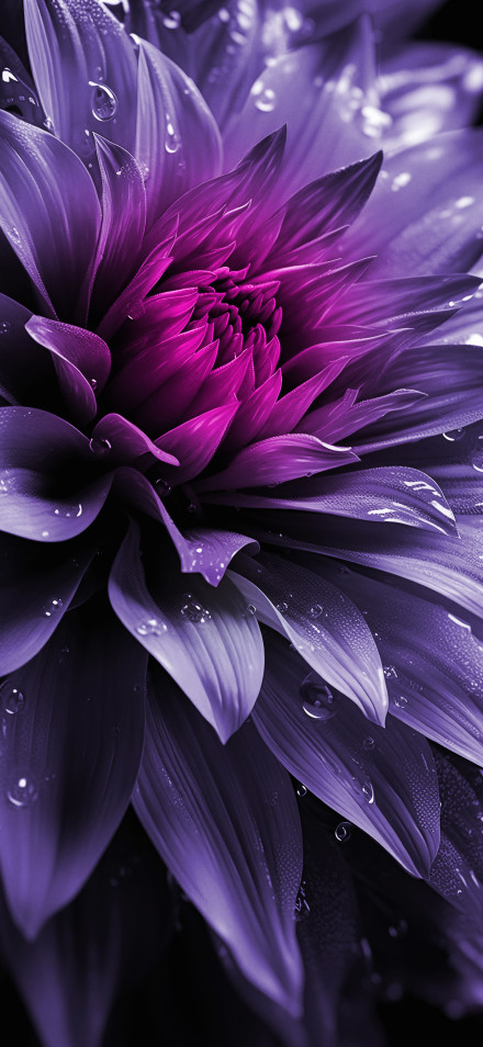 Beautiful Purple Flower Close-up with Water Droplets 4K UHD Wallpaper