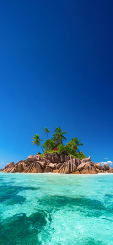 Tropical Island with Crystal Clear Water 4K UHD Wallpaper
