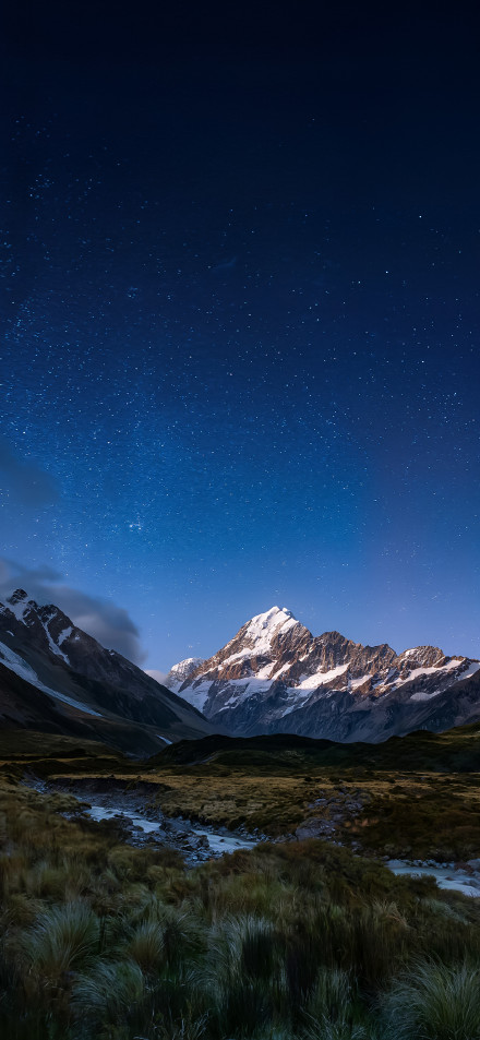 Scenic View of Mountain Range at Night 4K UHD Wallpaper