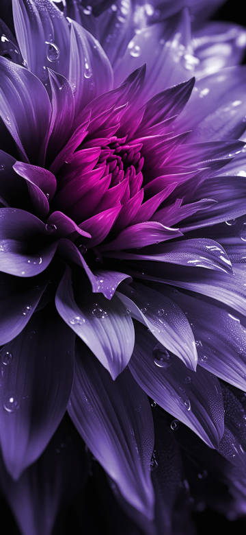 Beautiful Purple Flower Close-up with Water Droplets 4K UHD Wallpaper